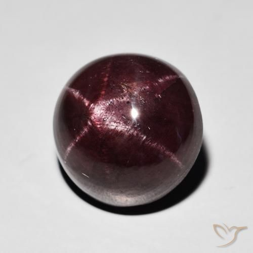 Granate estrella Rojo caoba natural de 11.67 ct, Redondo, Opaco