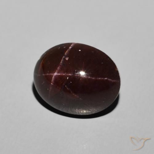 Granate estrella Rojo oscuro natural de 6.48 ct, Ovalada, Opaco