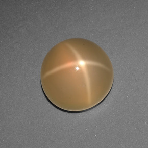 Piedra de luna estrella naranja natural de 3,78 ct, corte redondo, translúcido