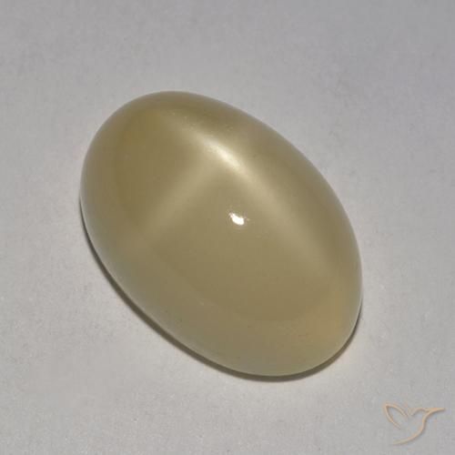 5.38ct Natural Marrón pálido Piedra lunar estrella, Ovalada, Translúcido, Photo A