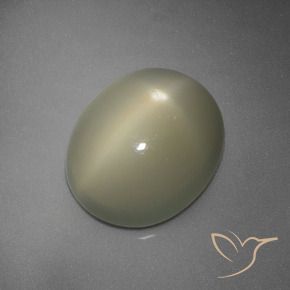 Piedra lunar estrella Gris-amarillo medio natural de 5.67 ct, Ovalada, Translúcido