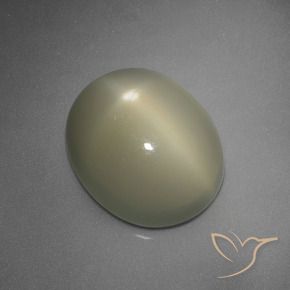Piedra lunar estrella Gris-amarillo medio natural de 5.67 ct, Ovalada, Translúcido