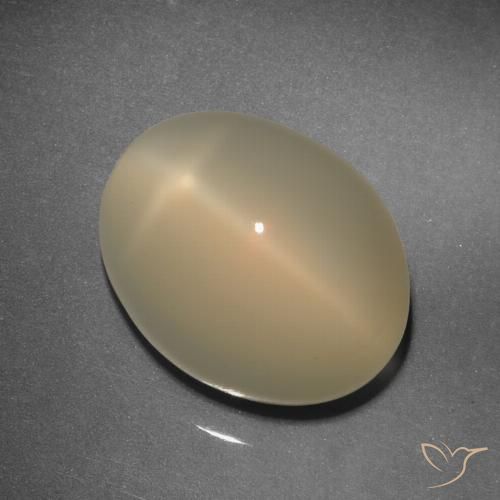 11.92ct Natural Marrón pálido Piedra lunar estrella, Ovalada, Translúcido