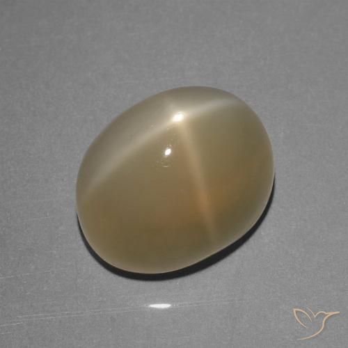 8.39ct Natural Marrón pálido Piedra lunar estrella, Ovalada, Translúcido