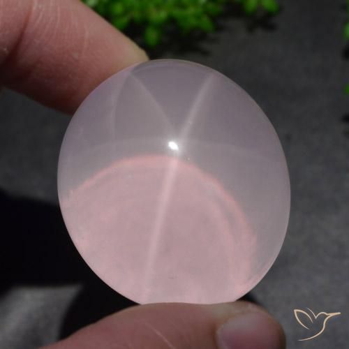 156.55ct Natural Rosado claro Cuarzo Rosa Estrella, Ovalada, Translúcido, Photo A