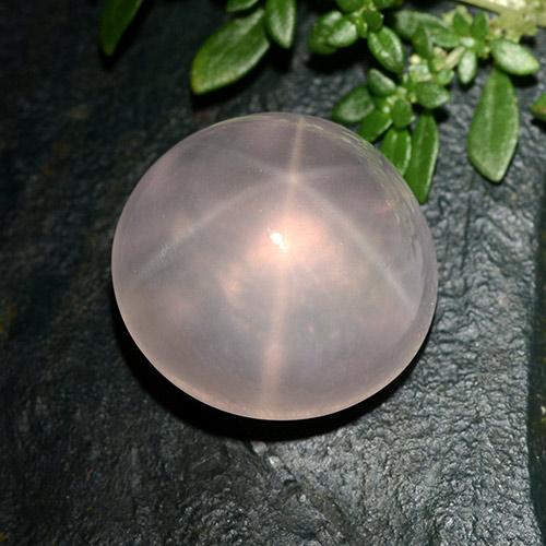 Cuarzo rosa estrella rosa natural de 25,63 ct, corte redondo, transparente