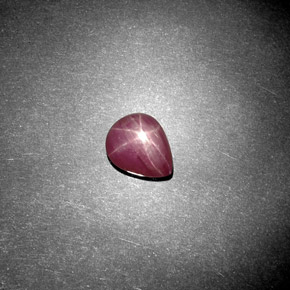 Rubí estrella rojo natural de 1,78 ct, en forma de pera, opaco