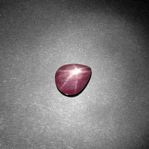 Rubí estrella rojo natural de 1,78 ct, en forma de pera, opaco