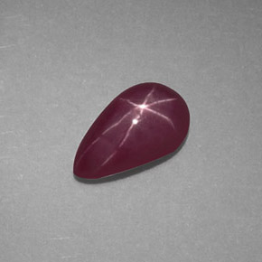 Rubí Estrella Rojo púrpura natural de 1.11 ct, En forma de pera, Opaco