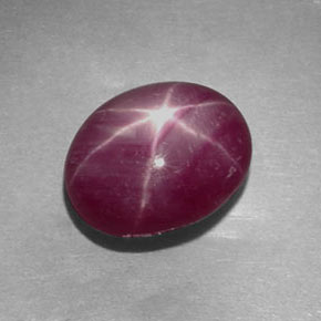 Rubí estrella rojo natural de 4,84 ct, corte óvalo, opaco