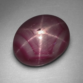 Rubí Estrella Rojo púrpura natural de 3.95 ct, Corte Óvalo, Opaco