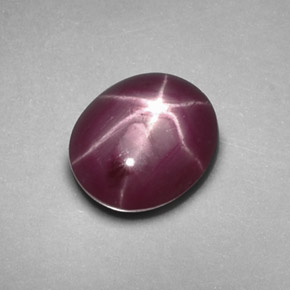 Rubí Estrella Rojo púrpura natural de 1.30 ct, Corte Óvalo, Opaco