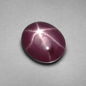 Rubí Estrella Rojo púrpura natural de 1.30 ct, Corte Óvalo, Opaco