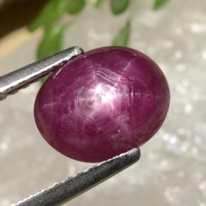 Rubí estrella rojo natural de 3,41 ct, corte óvalo, opaco