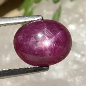 Rubí estrella rojo natural de 3,41 ct, corte óvalo, opaco
