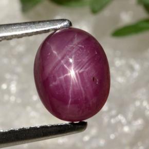 Rubí estrella rojo natural de 2,14 ct, corte óvalo, translúcido