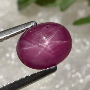 Rubí estrella rojo natural de 2,14 ct, corte óvalo, translúcido