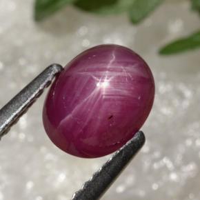 Rubí estrella rojo natural de 2,14 ct, corte óvalo, translúcido