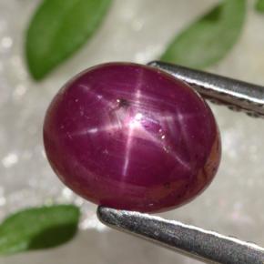Rubí estrella rojo natural de 2,91 ct, corte óvalo, opaco