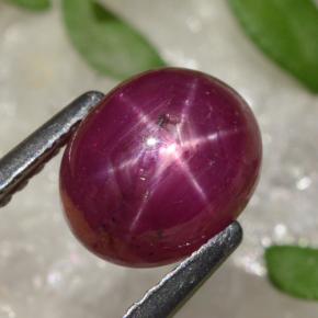 Rubí estrella rojo natural de 2,91 ct, corte óvalo, opaco