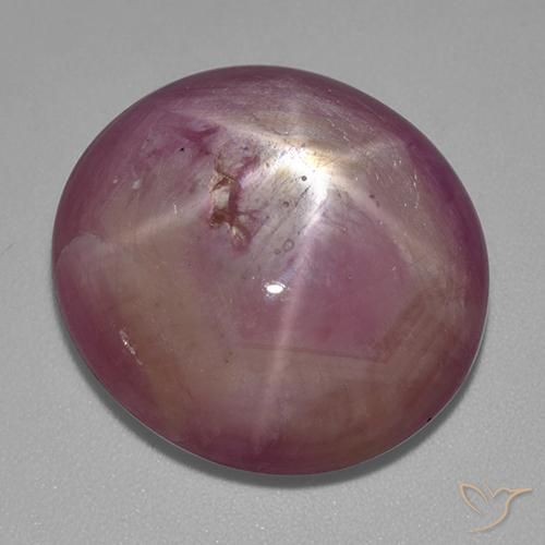 rubí estrella Púrpura claro medio natural de 31.80 ct, Ovalada, Opaco