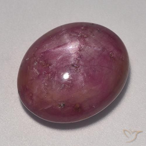 15.26ct Natural Magenta grisáceo rubí estrella, Ovalada, Opaco