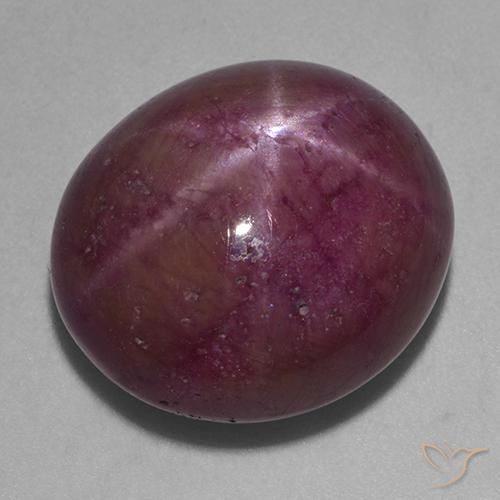 rubí estrella Magenta grisáceo natural de 21.97 ct, Ovalada, Opaco
