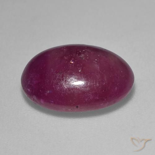 rubí estrella Púrpura oscuro medio natural de 6.43 ct, Ovalada, Opaco