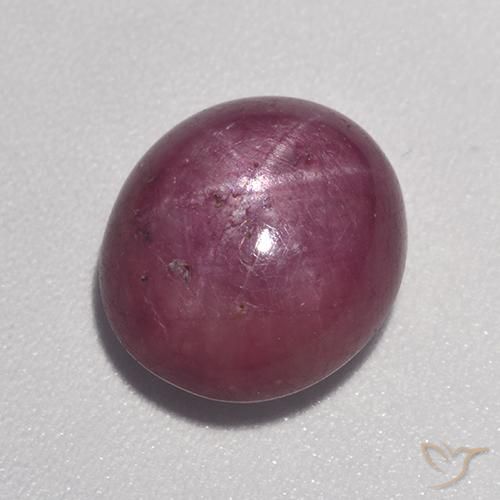 rubí estrella Púrpura oscuro medio natural de 6.24 ct, Ovalada, Opaco