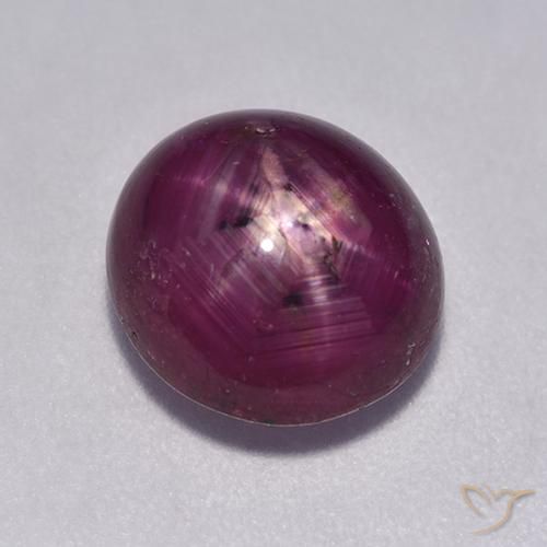 5.43ct Natural Púrpura oscuro medio rubí estrella, Ovalada, Translúcido