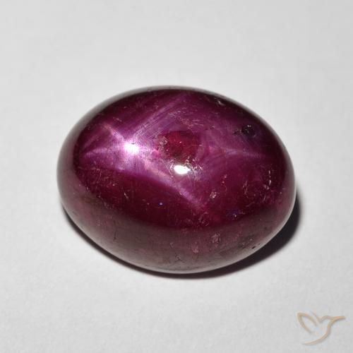 rubí estrella Rojo vino natural de 11.24 ct, Ovalada, Opaco