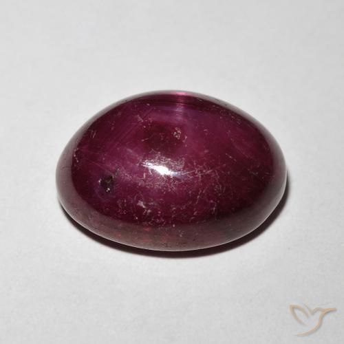 rubí estrella Rojo vino natural de 11.24 ct, Ovalada, Opaco