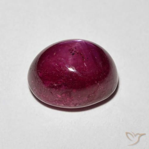 Rubí Estrella Rojo oscuro natural de 4.06 ct, Corte Óvalo, Opaco