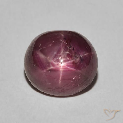 5.04ct Natural Magenta grisáceo rubí estrella, Ovalada, Opaco