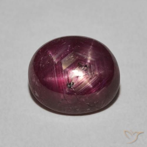 4.38ct Natural Medium Dark-Purple rubí estrella, Ovalada, Opaco