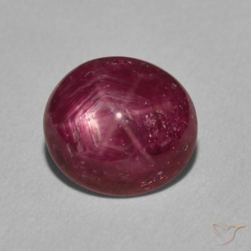 4.15ct Natural Púrpura rojizo rubí estrella, Ovalada, Opaco