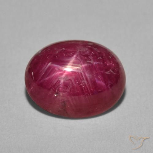 Rubí estrella púrpura natural de 4,76 ct, corte óvalo, opaco