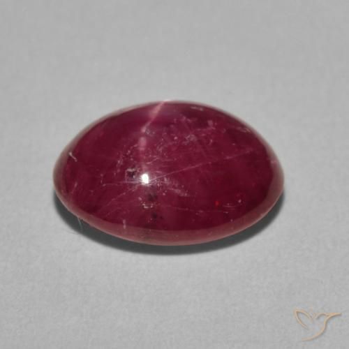 Rubí estrella púrpura natural de 4,76 ct, corte óvalo, opaco