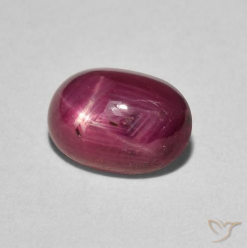 rubí estrella Rojo vino intenso natural de 2.97 ct, Ovalada, Opaco