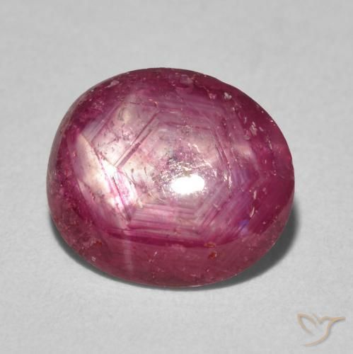 rubí estrella Rojo medio natural de 3.51 ct, Ovalada, Opaco