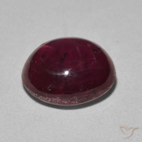 Rubí estrella rojo natural de 4,58 ct, corte óvalo, opaco