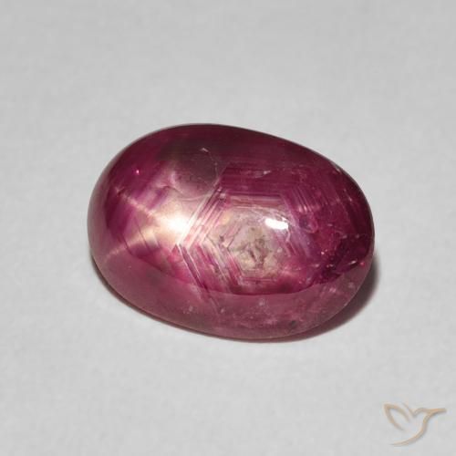 rubí estrella Rojo oscuro natural de 3.19 ct, Ovalada, Opaco