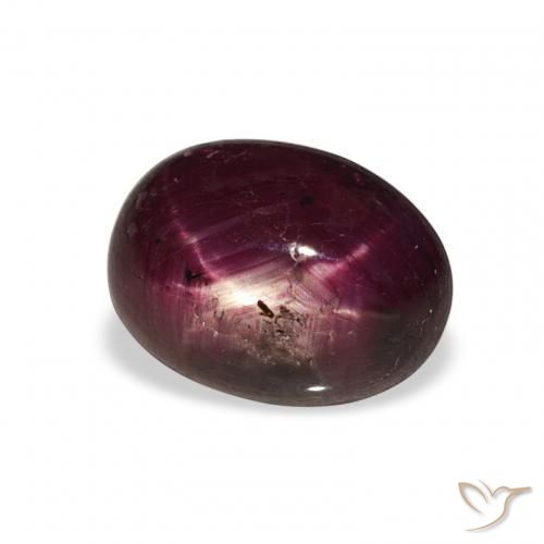 rubí estrella Rojo púrpura intenso natural de 5.20 ct, Ovalada, Opaco