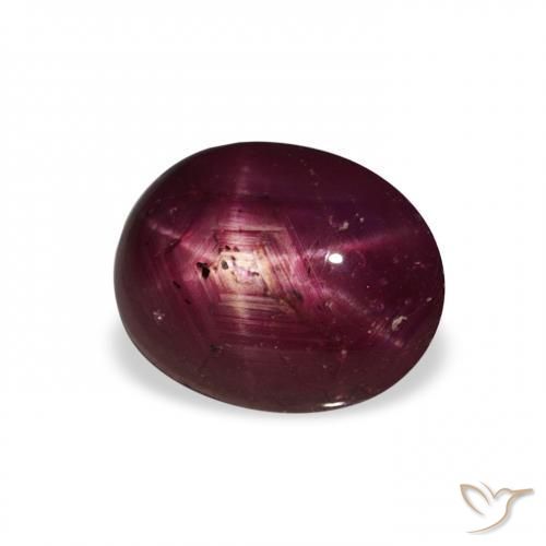 rubí estrella Rojo oscuro natural de 3.20 ct, Ovalada, Opaco