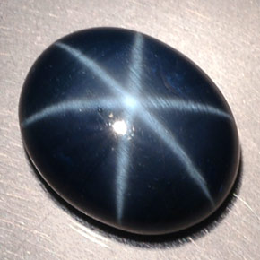 Zafiro estrella azul natural de 3,80 ct, corte óvalo, opaco