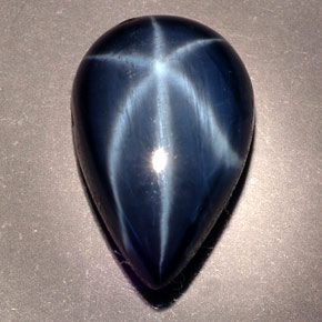 Zafiro estrella azul natural de 9,76 ct, en forma de pera, opaco