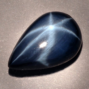 Zafiro estrella azul natural de 9,76 ct, en forma de pera, opaco