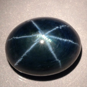 Zafiro estrella Azul natural de 12.02 ct, Corte Óvalo, Translúcido