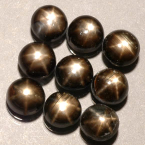 Gemas de zafiro estrella negro natural de  ct, corte redondo, opaco