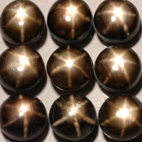 Gemas de zafiro estrella negro natural de  ct, corte redondo, opaco